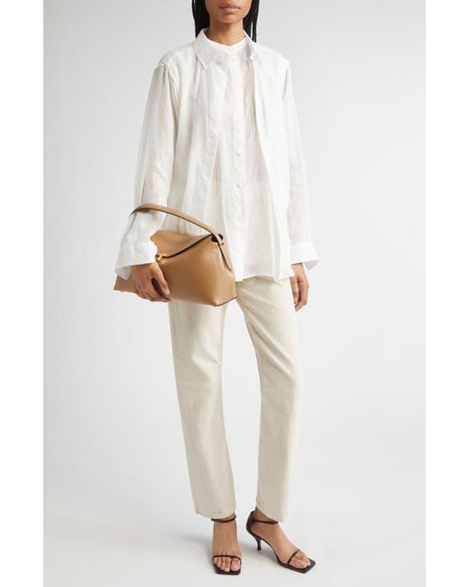 Totême  White Double Collar Button-Up Shirt