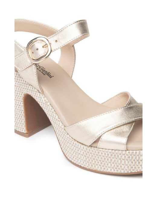 Nero Giardini Metallic Ankle Strap Platform Sandal