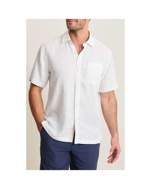 Tommy Bahama White Paradise Breezer Short Sleeve Linen Button-Up Shirt for men
