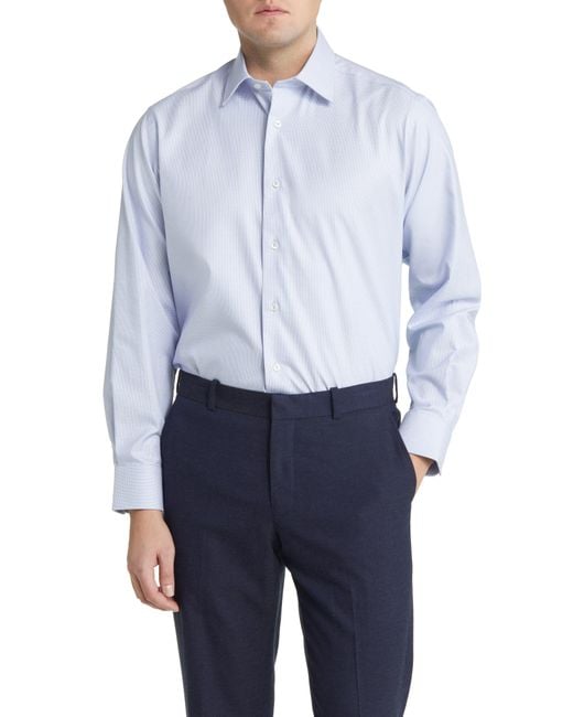 David Donahue Micropattern Dress Shirt in Blue for Men | Lyst