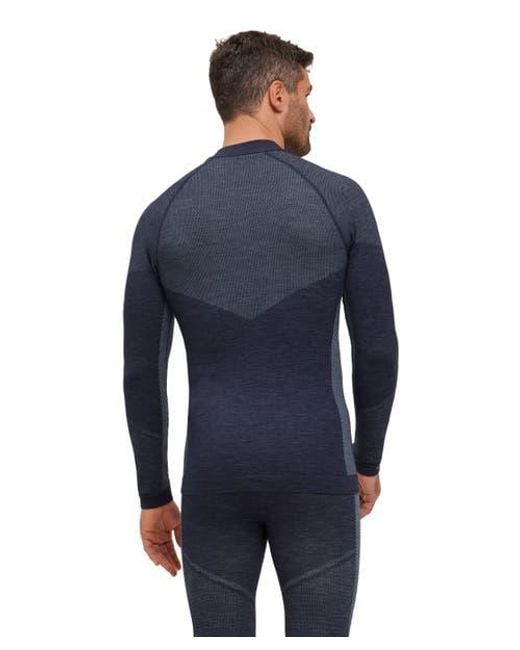 Falke Blue Wool Tech Trend Base Layer Top for men