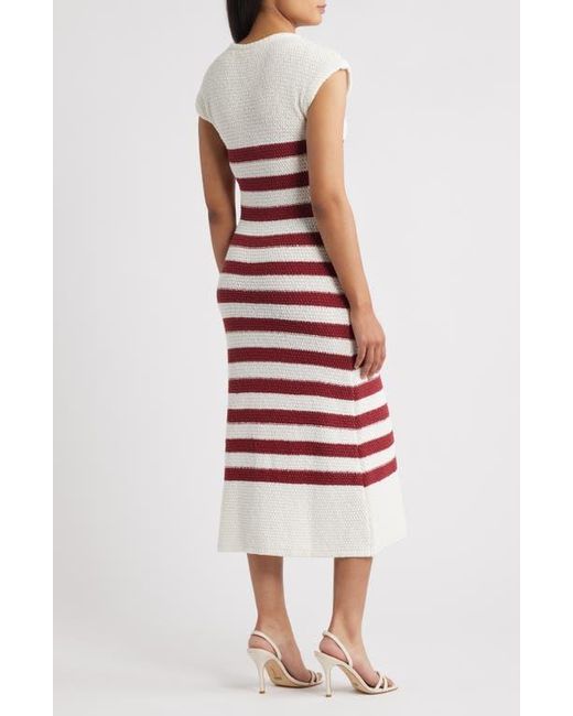 ZOE AND CLAIRE Red Placed Stripe Cotton Sweater Dress