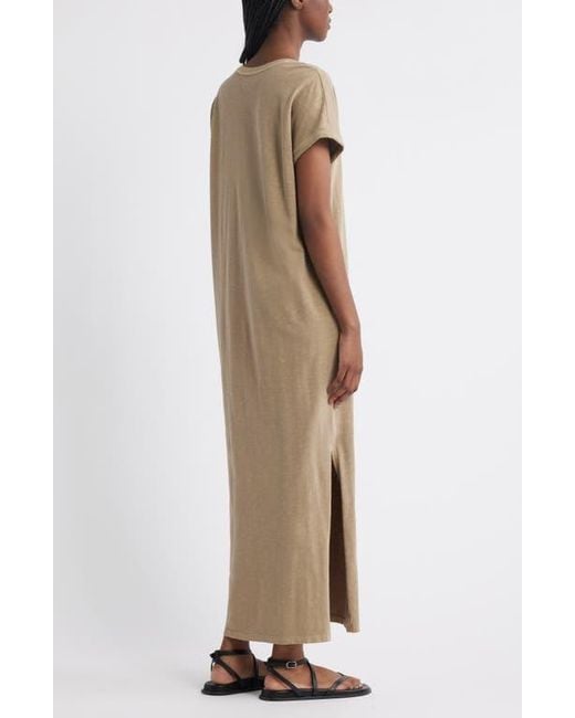 Treasure & Bond Natural Cotton V-Neck Maxi Dress
