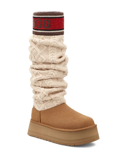 UGG ugg(r) Sweater Letter Tall Boot in Brown | Lyst