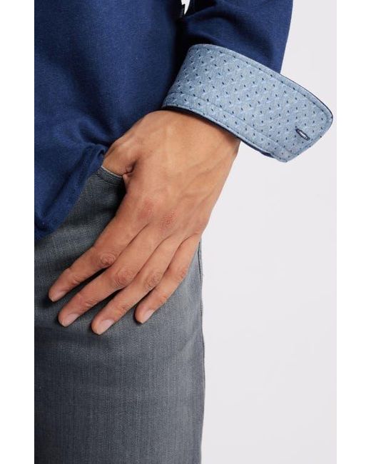 Boss Blue Roan Solid Stretch Cotton Button-Up Shirt for men