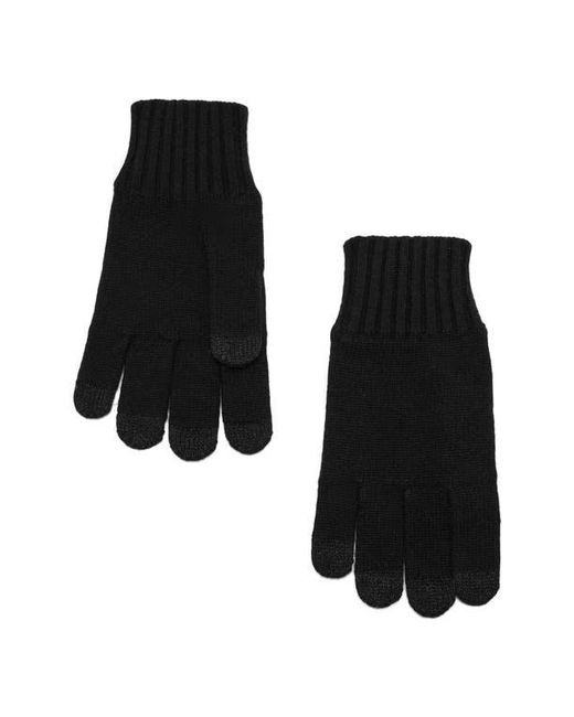 Mango Black Two-Tone Knit Gloves for men