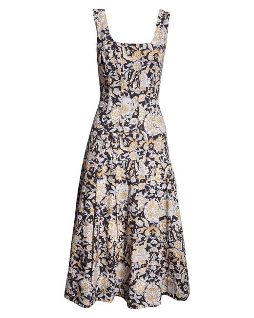 Veronica Beard Multicolor Jolie Print Sleeveless Midi Dress