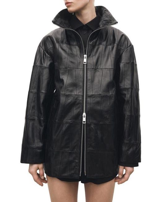 Mango Black Patchwork Leather Jacket