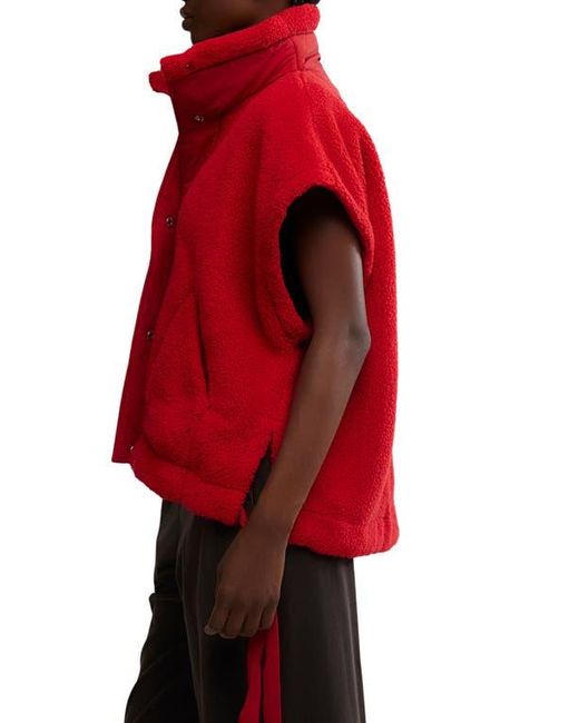 Free People Red Scout It Out Fleece Vest