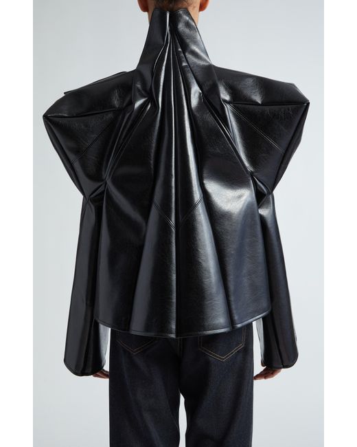 Junya Watanabe Black Belted Faux Leather Jacket