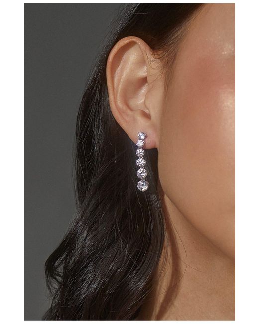Nadri White Graduated Cubic Zirconia Linear Drop Earrings