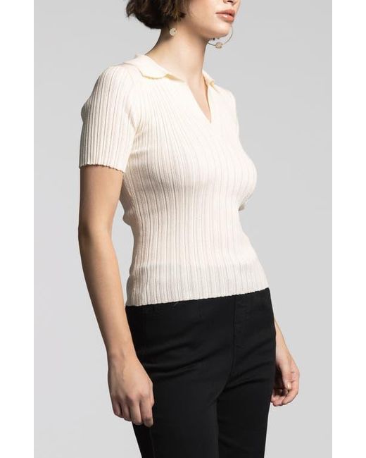 WEEKEND LOS ANGELES White Courtney Johnny Collar Rib Top