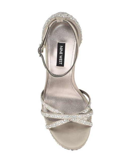 Nine West Metallic Lartay Platform Ankle Strap Sandal