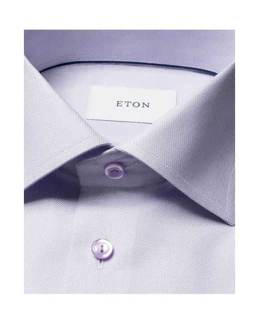 Eton of Sweden Blue Contemporary Fit Textured Cotton Dress Shirt for men