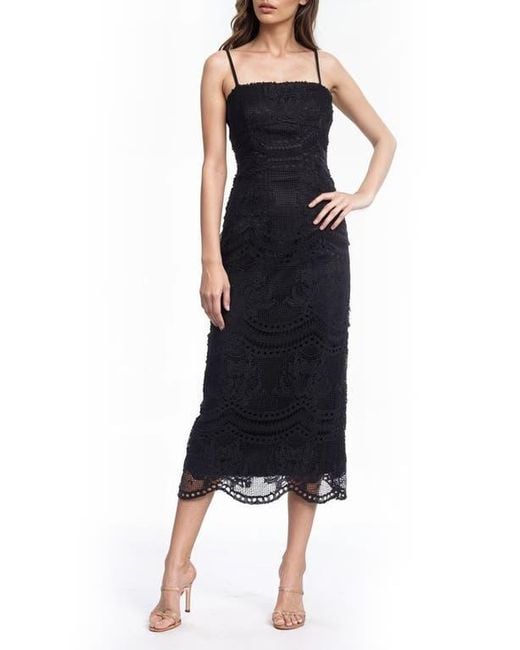 Badgley Mischka Black Mixed Lace Cocktail Dress