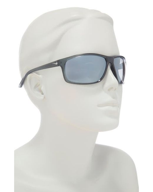 Nike Blue Adrenaline 66Mm Rectangular Sunglasses for men