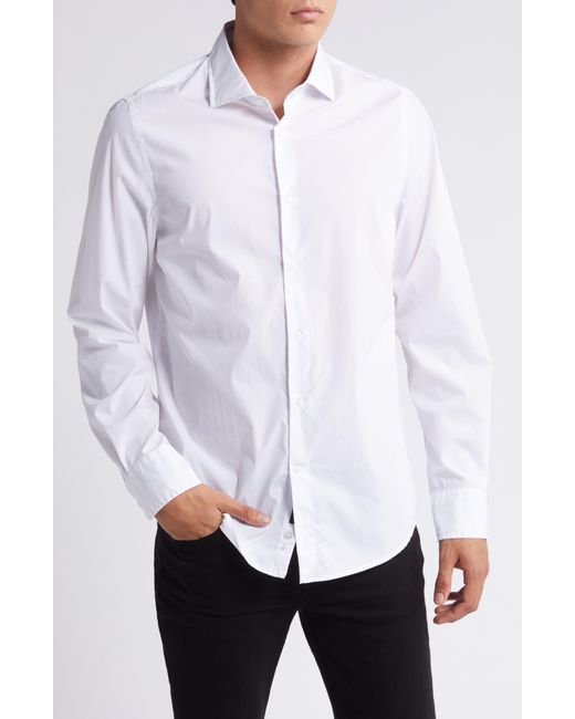 7 For All Mankind White Slim Fit Stretch Poplin Button-up Shirt for men