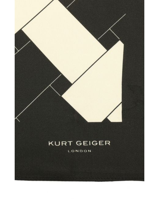 Kurt Geiger Black Basket Weave Large Silk Scarf