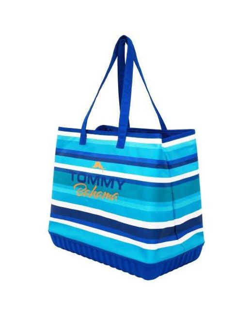Tommy Bahama Blue Water-Repellent Tote With Pouch Ocean Stripe Print