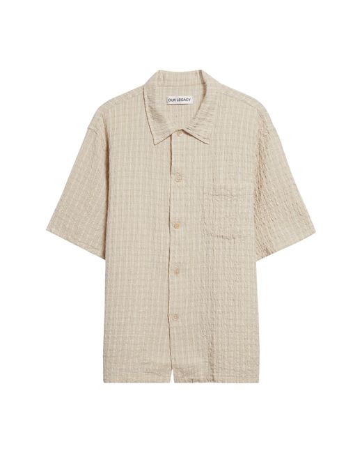 Our Legacy Natural Boxy Cotton Seersucker Shirt for men