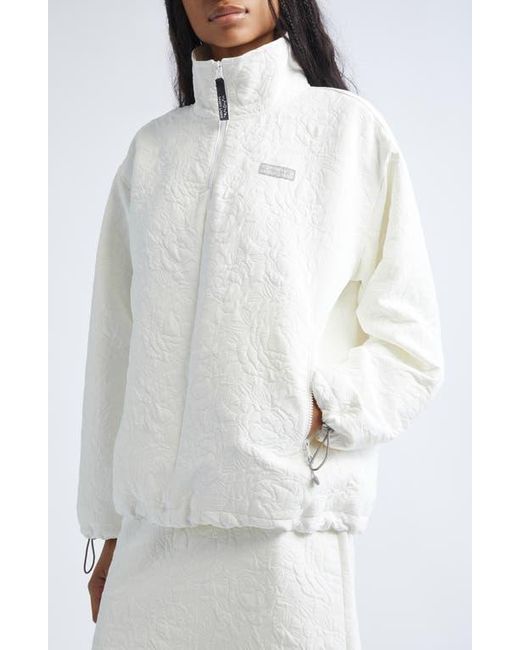 Sandy Liang White Ascher Jacquard Quarter Zip Top