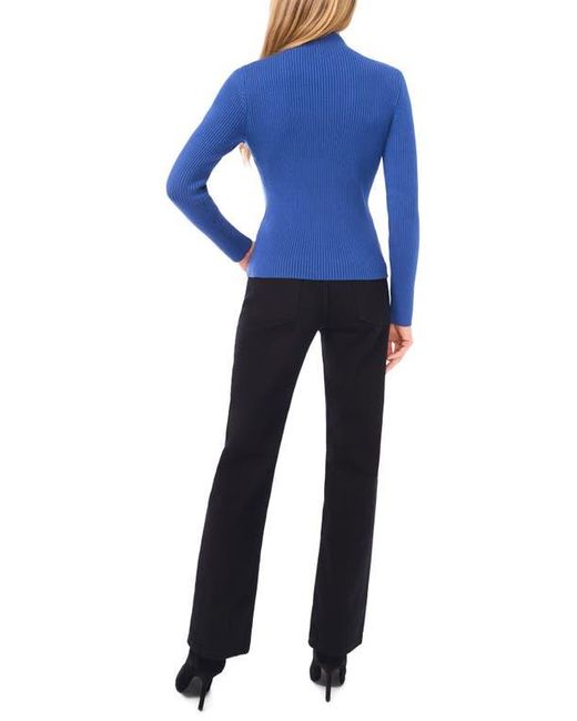 Halogen® Blue Rib Quarter Zip Sweater
