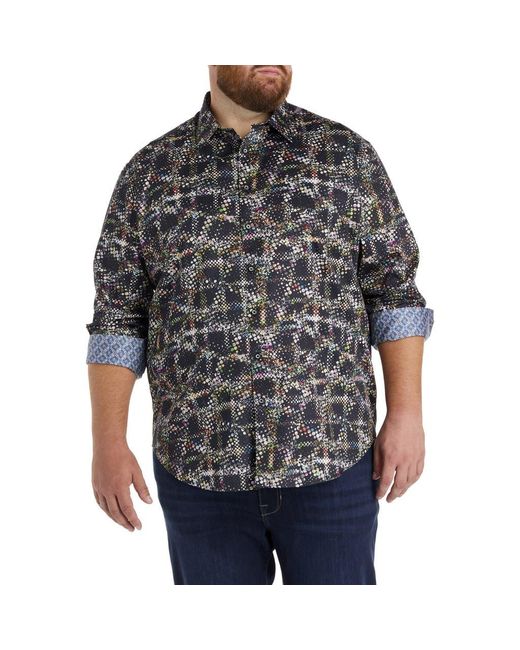Robert Graham Black Big & Tall Grid Textured Sport Shirt for men