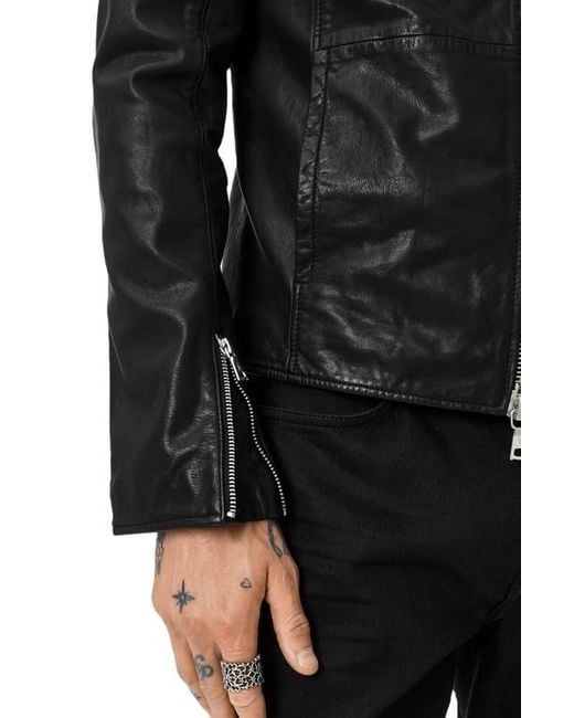 John Varvatos Black Jared Leather Racer Jacket for men