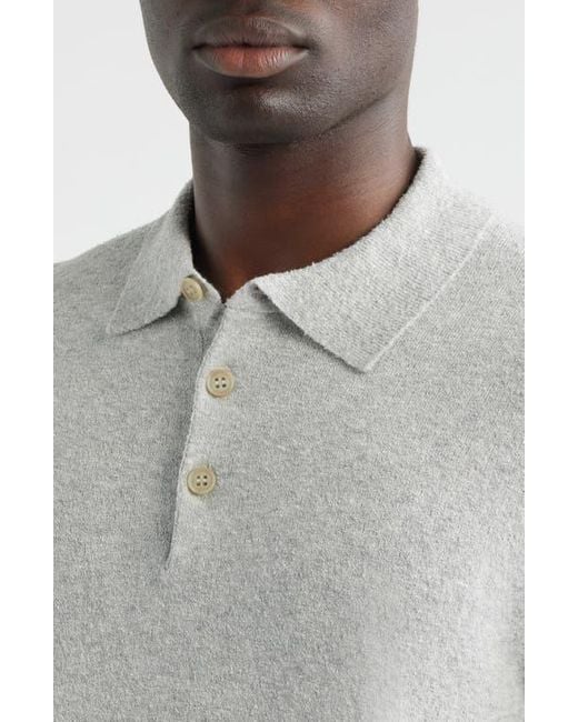 Scott Barber Blue Solid Bouclé Polo for men