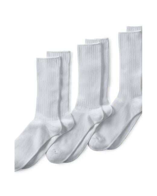 Lands' End White Crew Socks 3 Pack for men