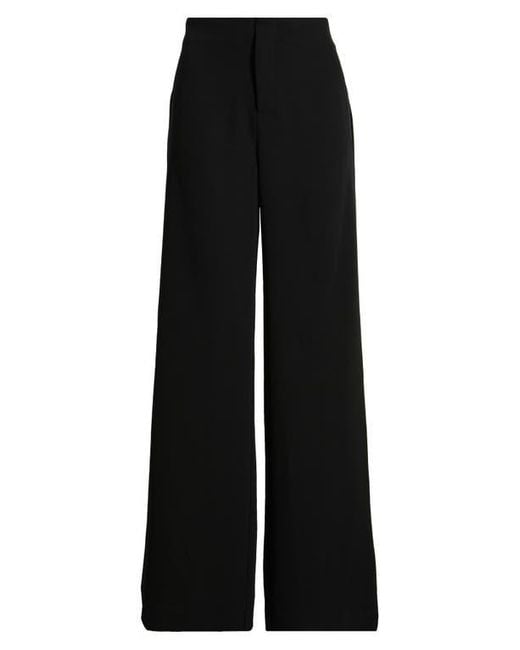 Reformation Black Vida High Waist Wide Leg Crepe Pants