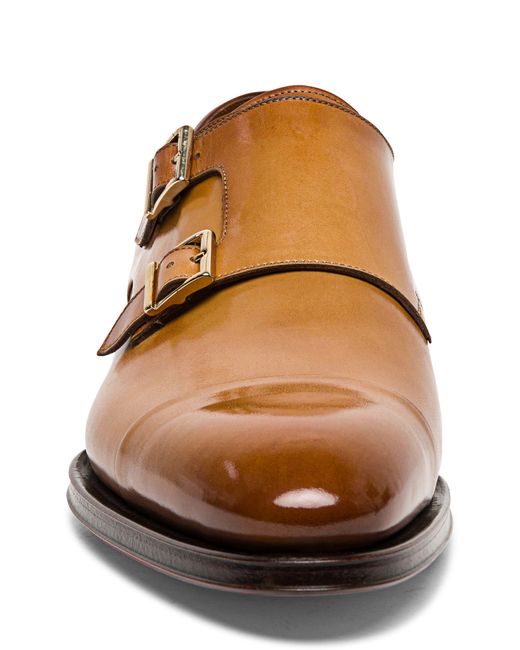 Santoni Brown Ira Double Monk Strap Shoe for men