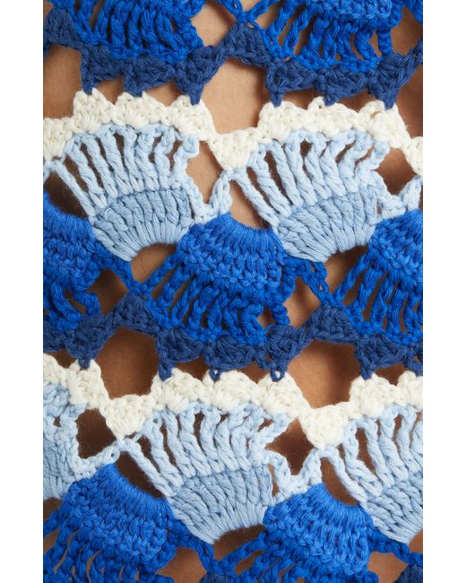 Farm Rio Blue & White Crochet Cover-up Shorts