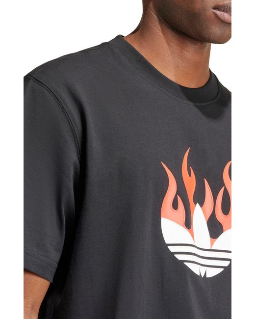 Adidas Originals Black Flames Logo Graphic T-shirt for men