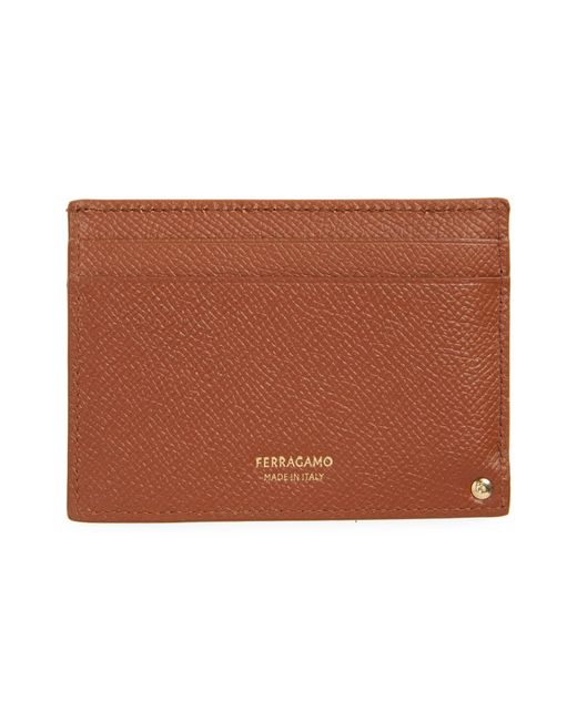 Ferragamo Brown Leather Card Case for men