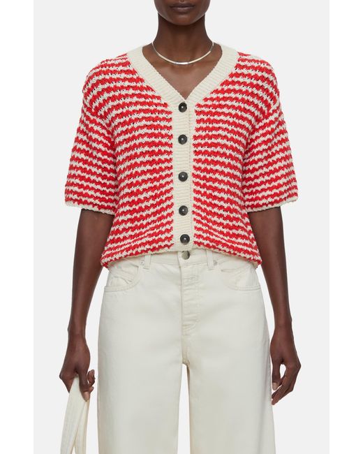 Closed Red Pattern Elbow Sleeve Cardigan