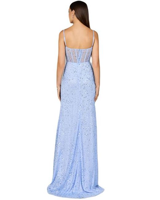 LARA New York Blue Elegant Corset Gown With Slit