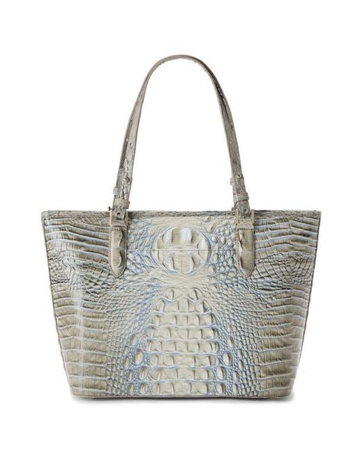Brahmin White Medium Asher Croc Embossed Leather Tote