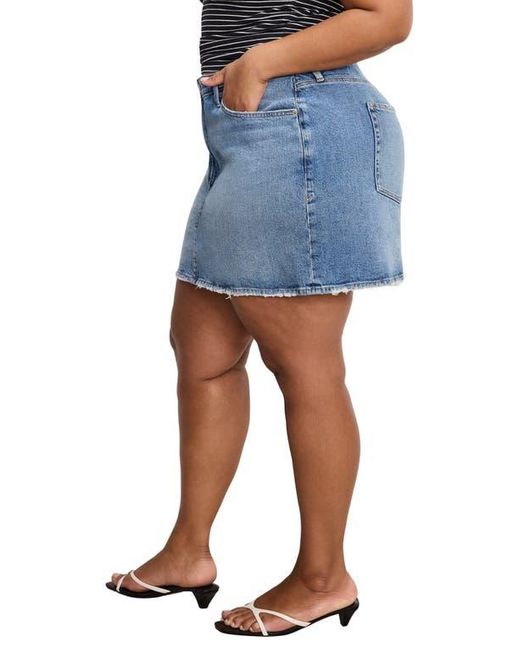 GOOD AMERICAN Blue '90S Raw Hem Denim Miniskirt