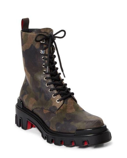 Christian Louboutin Black Trott Dune Camo Print Combat Boot for men