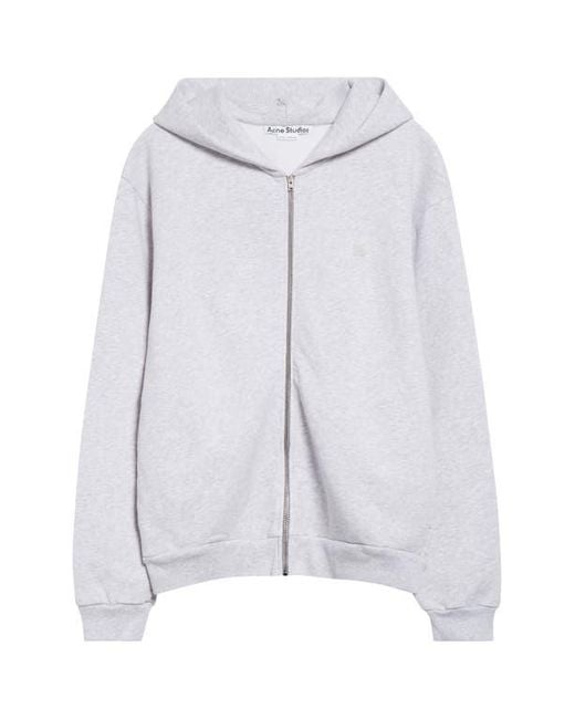 Acne Blue Fupiter Face Patch Mélange Fleece Zip Hoodie