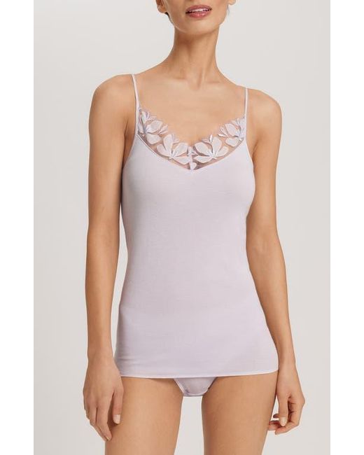 Hanro Purple Kalea Embroidered Trim Cotton Camisole