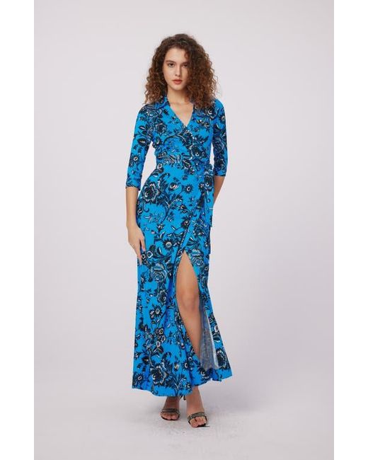 Diane von Furstenberg Abigail Floral Silk Wrap Maxi Dress in Blue Lyst