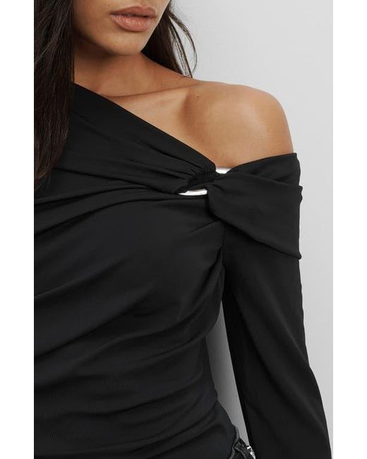 Veronica Beard Women's Black Lozea One-Shoulder Top long sleeved tops