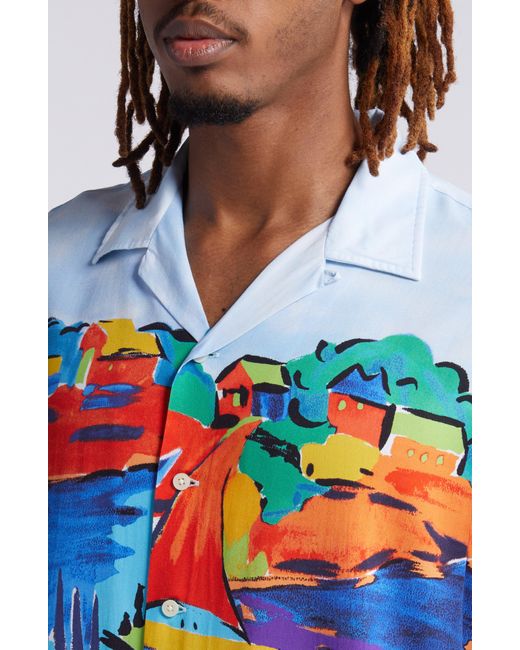 Polo Ralph Lauren White Classic Fit Watercolor Print Short Sleeve Button-up Shirt for men