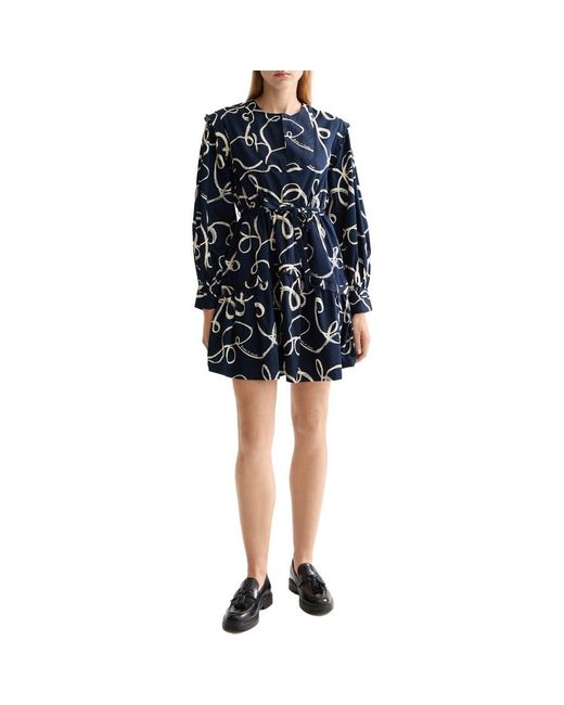 Scotch & Soda Black Scallop Trim Long Sleeve Cotton Minidress