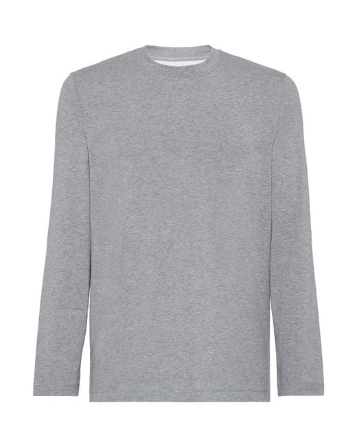 Brunello Cucinelli Gray Long Sleeve T-Shirt for men