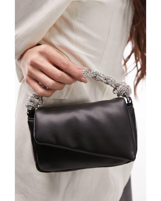 Gwen Puffy Faux Leather Top Handle Grab Bag in Black Lyst