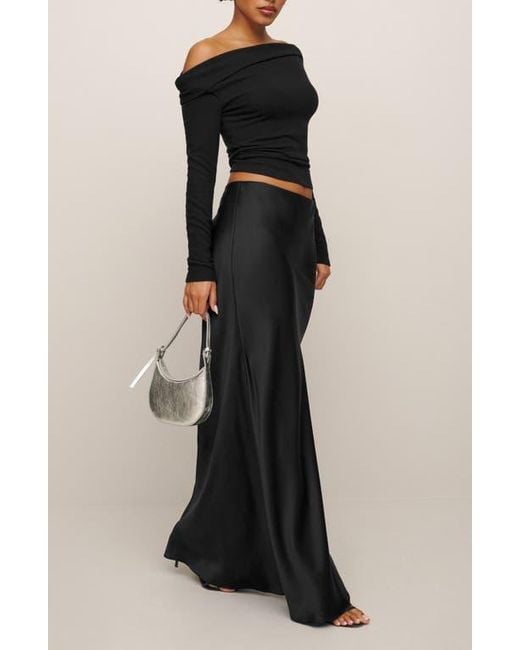 Reformation Black One-Shoulder Knit Top