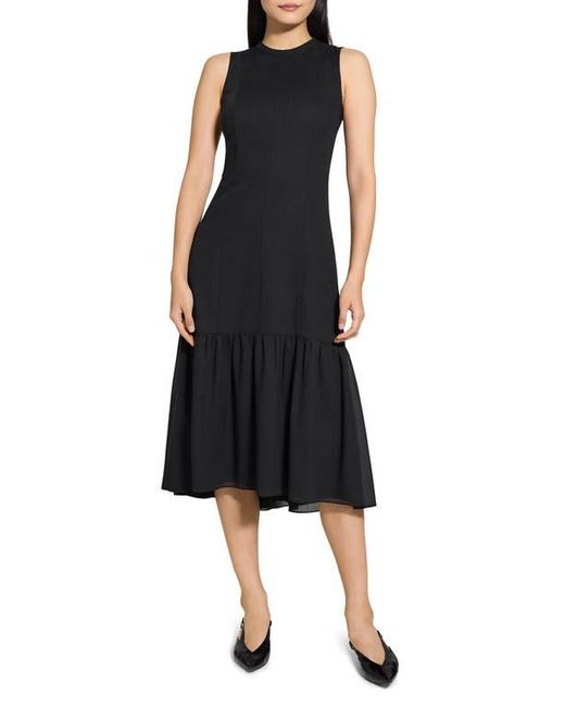 Theory Black Tier Tie Back Midi Dress